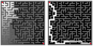 Fluid flow in maze. 